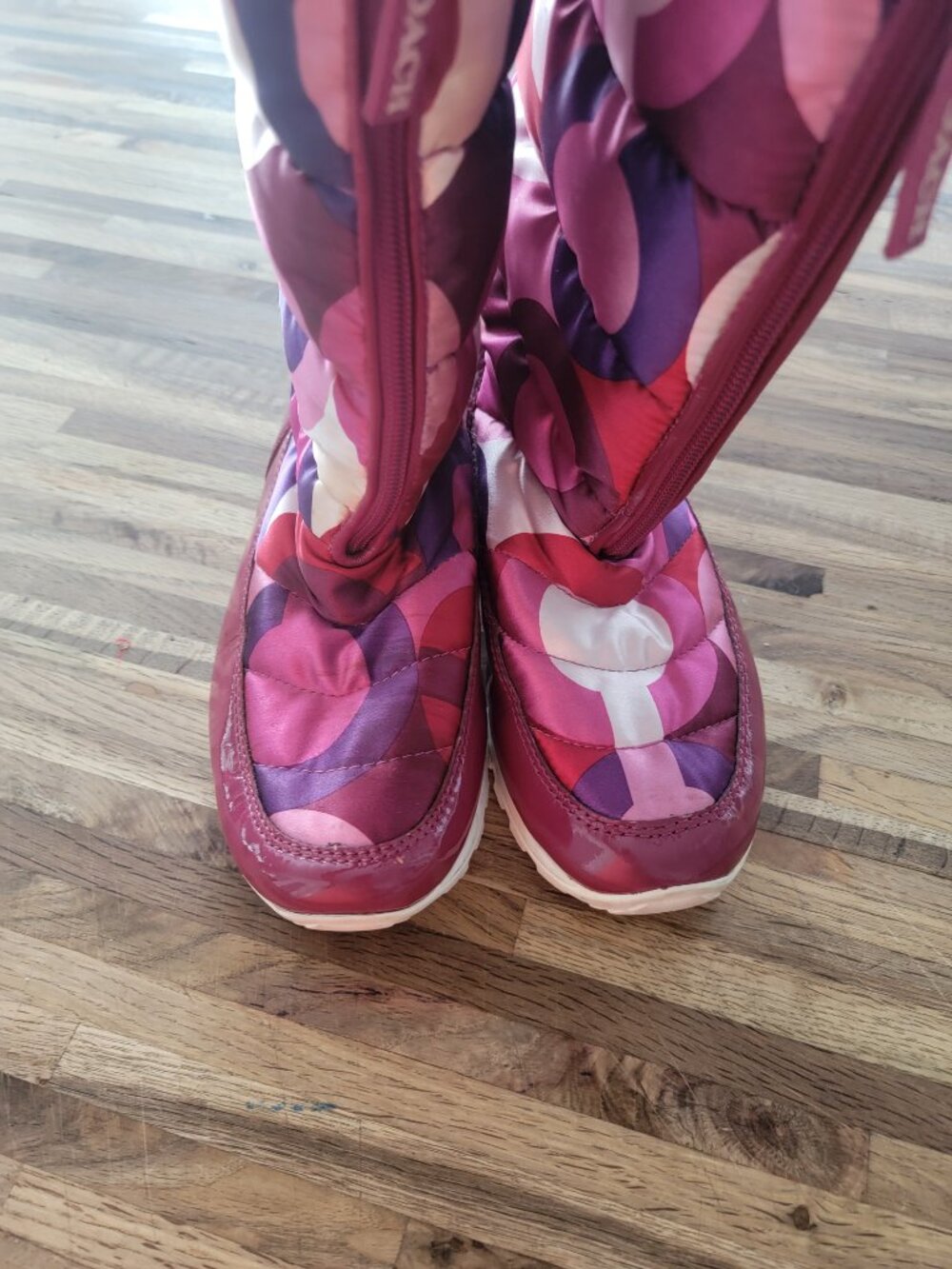 Coach JOLT Pink Signature C Logo Camo Print Silky Insulated Snow Boots - Picture 5 of 13